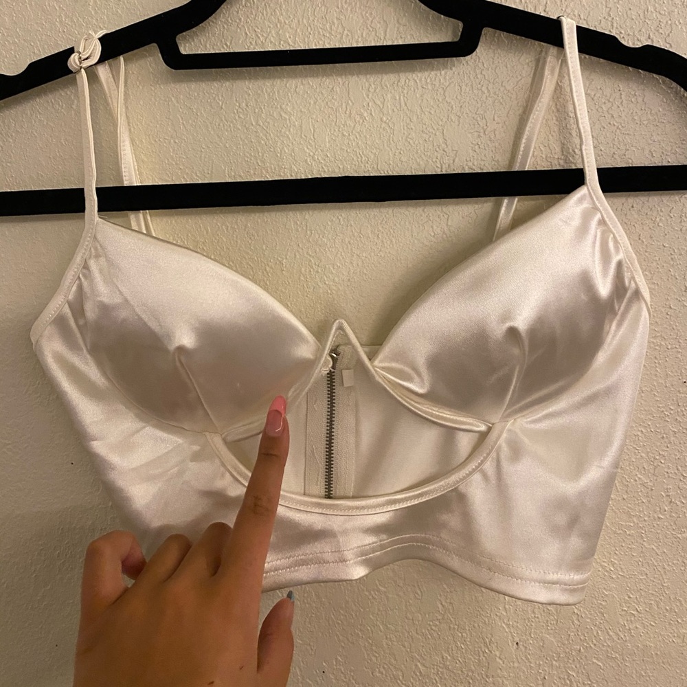 Satin Cropped Cut Out Top